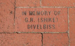 Pavestone brick with in memory of G.R. (Shike) Divelbiss inscribed